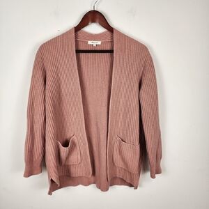 Madewell Nolan 100% Cotton Cardigan Open Sweater in Dried Petal Pink Small